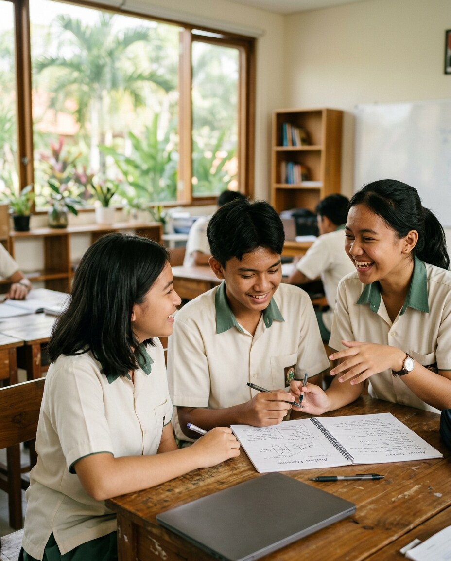 Visual contoh suasana belajar dan diskusi siswa
